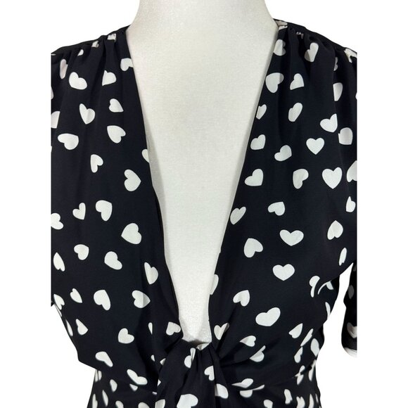 NWOT Lani The Label Womens Dress Size S Black White Heart Print A-Line - Picture 6 of 11
